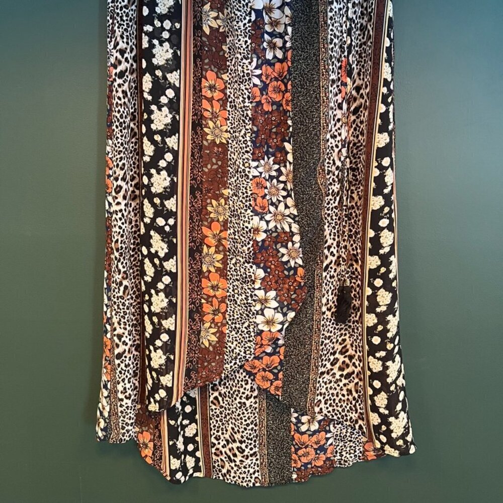 Cheetah and Floral faux wrap skirt